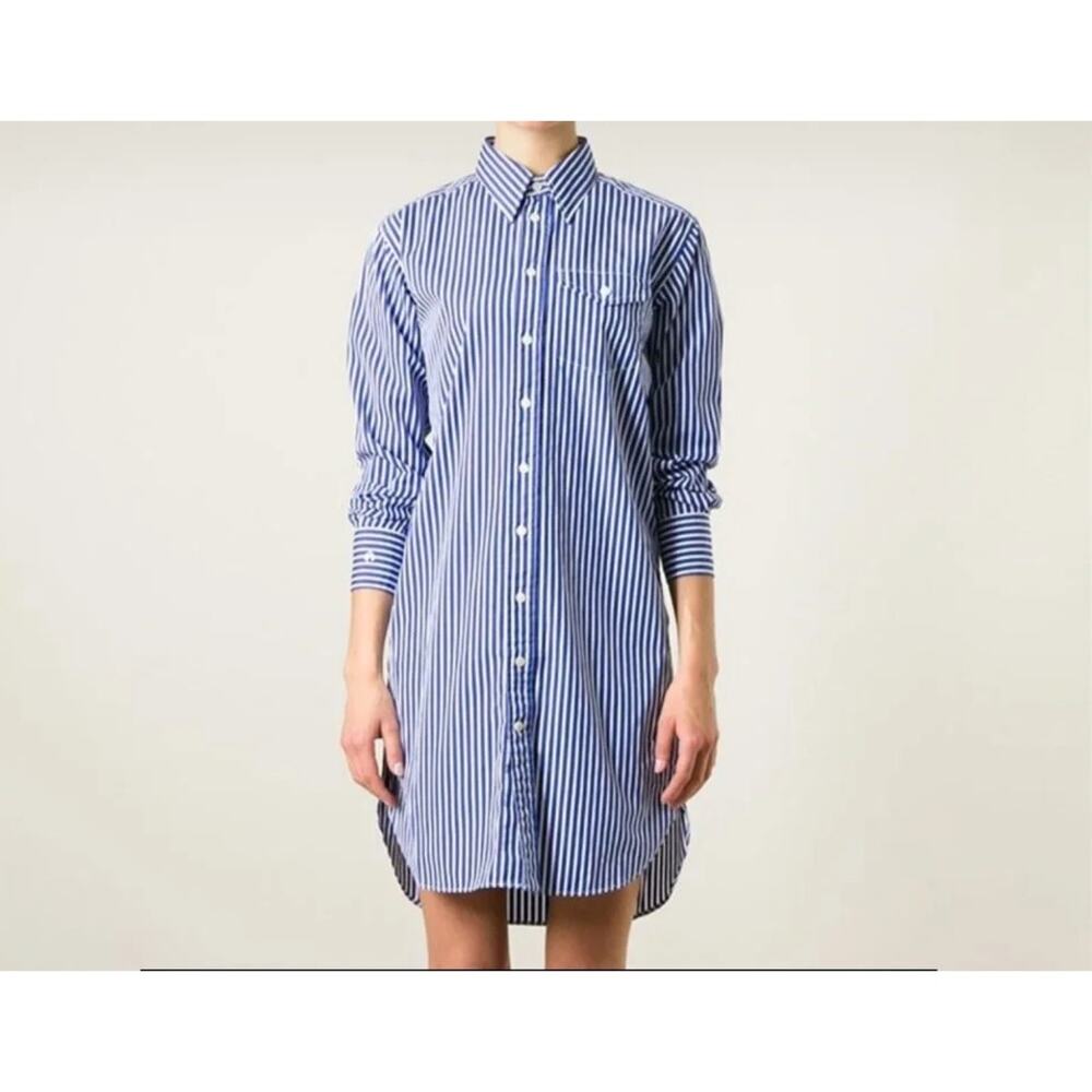 Polo Ralph Lauren Striped Poplin Shirt Dress Menswear-inspired Women's S PREP